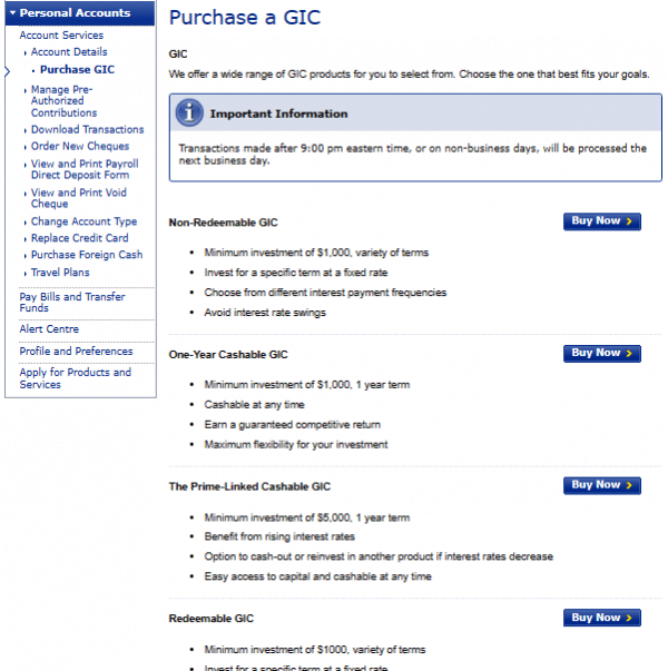 1-5 Year RBC GIC Rates today