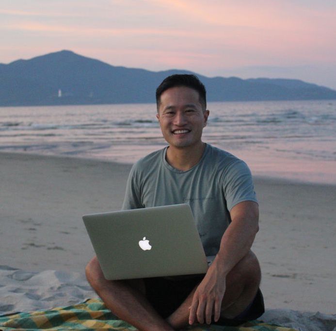 Chris Liew Laptop My Khe Beach Vietnam