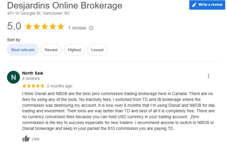 Desjardins Online Broker Customer Reviews