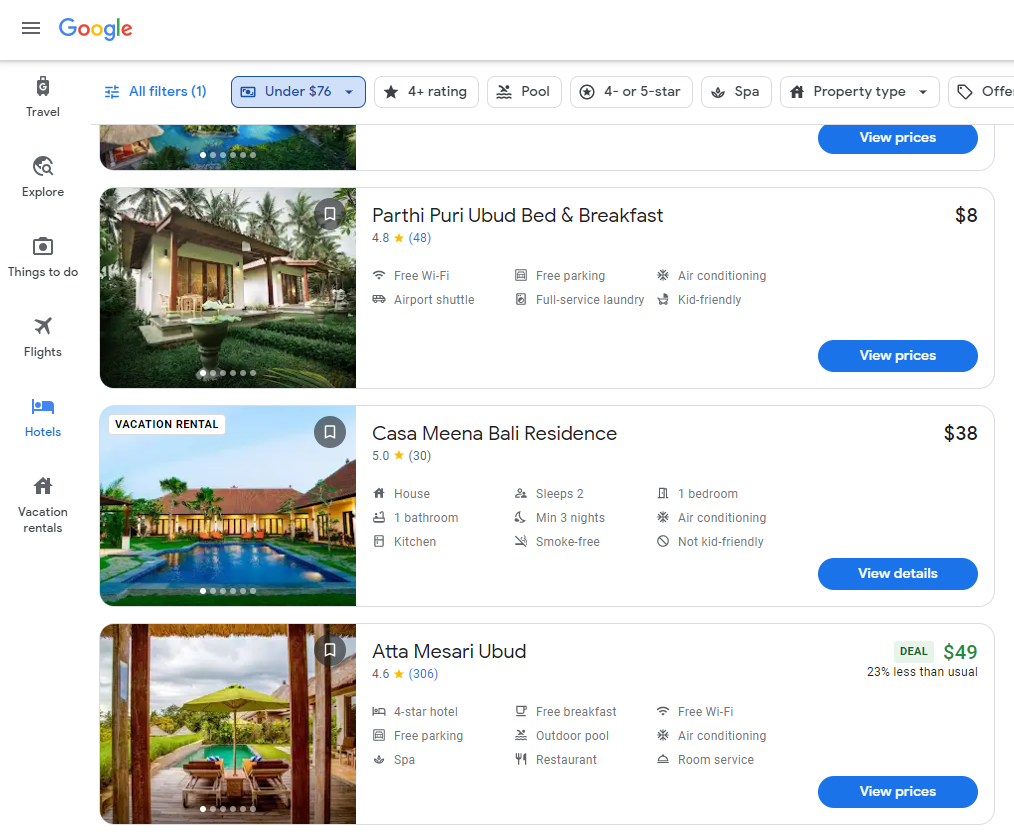 Hotel & Accommodation Costs In Bali 2